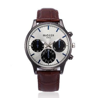 MIGEER ORION Jam tangan pria arloji pria sporty men's watch - FREE BOX   WHITE-BLACK-BROWN STRAP