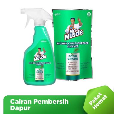 Paket Hemat - Mr Muscle Kitchen & Multi-Surface Cleaner [500 mL/Pump] + [480 mL/ Pouch]