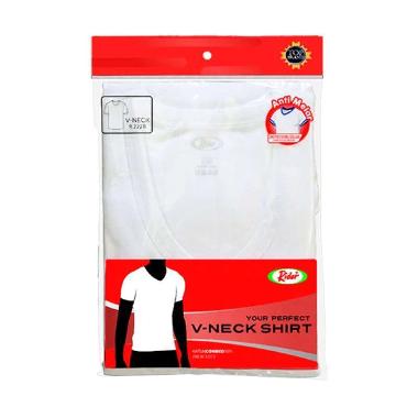 Rider T-Shirt R222B White V Neck - Kaos Oblong Rider Putih Kerah V Putih M
