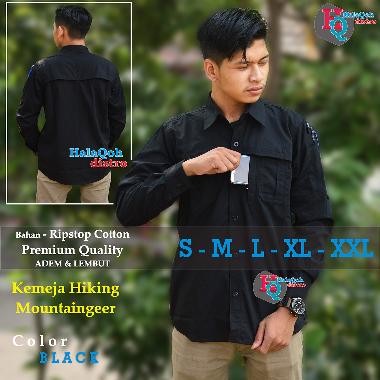 HalaQoh | KEMEJA OUTDOOR HIKING MOUNTAINGEER TERBARU | KEMEJA PDL BAHAN PREMIUM LENGAN PANJANG Hitam