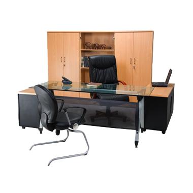 Aditech SE 6002 Meja Kantor Direktur Kaca - Beech