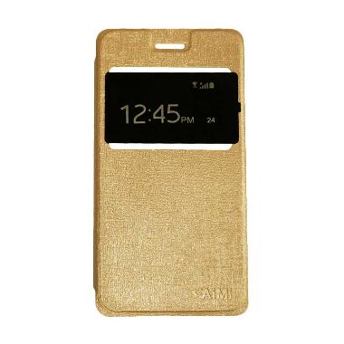 AIMI Flip Cover Casing for Smartfren Andromax A - Gold
