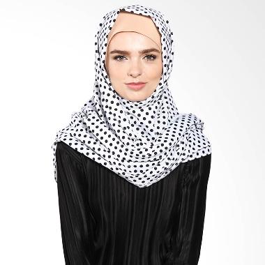 Aira Muslim Butik Monochrome Polka Pashmina AB.P-034 Hijab - White