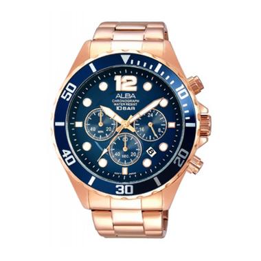 Alba AT3904 Tali Logam Jam Tangan Pria - Navy Rose Gold
