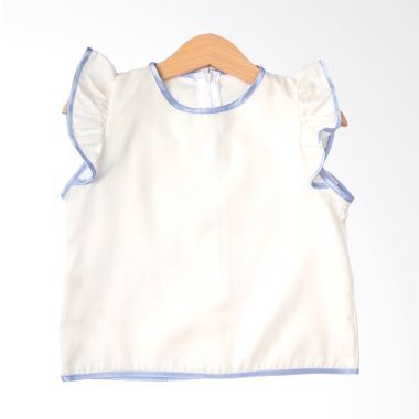 Apple Pineapple Blouse Blue Frill Atasan Anak Perempuan