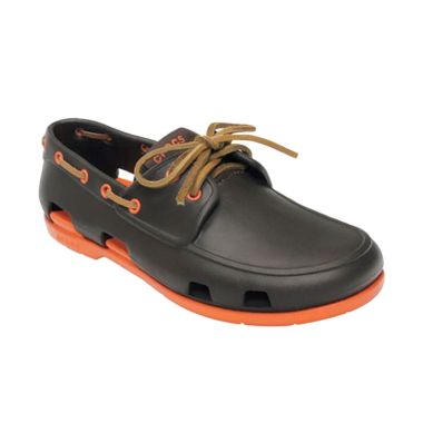 Jual Crocs Men's Beach Line Boat Espresso Orange Sepatu