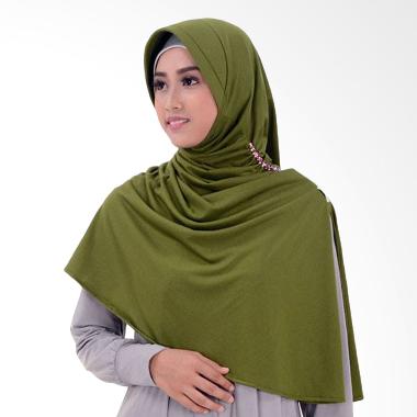  Jilbab Segi Empat Warna Hijau Botol  Voal Motif