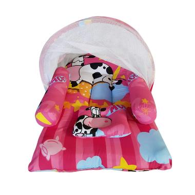 Babybess Kasur Lipat Kelambu Cow Tempat Tidur Bayi - Pink