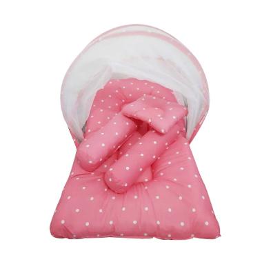 Babybess Kasur Lipat Kelambu Polka Pink