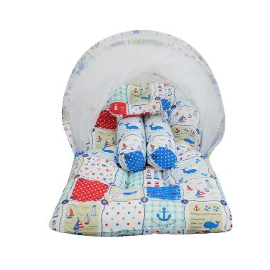 Babybess Kasur Lipat Kelambu Sailor Tempat Tidur Bayi - White Blue