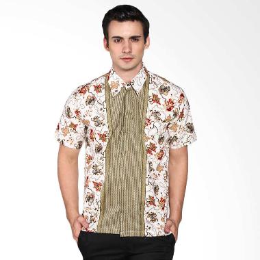 Batik Distro K7789 Motif Pola Tengah Kemeja Pria - Kuning