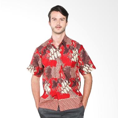 Batik Distro K7871 Motif Mixed Tempel Kemeja Pria - Merah