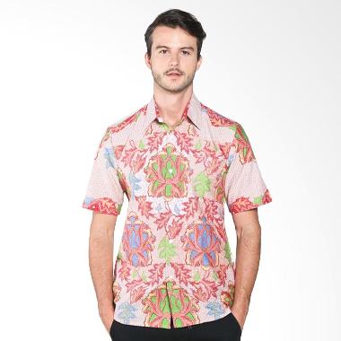 Batik Distro K7915 Kemeja Pria Motif Mix Pendek - Merah