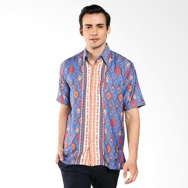 Batik Waskito Short Sleeve Baron Si ... 66 Blue Kemeja Batik Pria