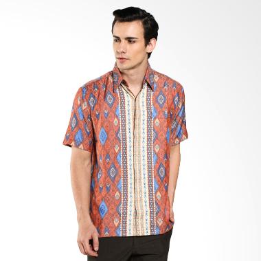 Batik Waskito Short Sleeve Baron Si ... Orange Kemeja Batik Pria