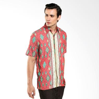 Batik Waskito Short Sleeve Baron Si ... 366 Red Kemeja Batik Pria