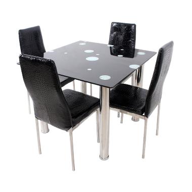Best Furniture Square Dining Set Meja Makan - Hitam