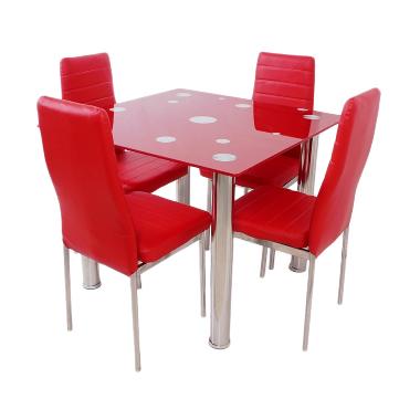 Best Furniture Square Dining Set Meja Makan - Merah