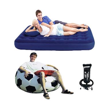 Bestway Kasur Angin Double - Biru w ... Soccer and Pompa Angin 12