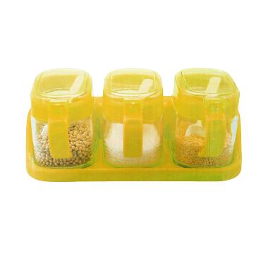 Bistro KXD Tempat Bumbu Gelas dan Rak Segi TG2203 - Orange [300 mL/3