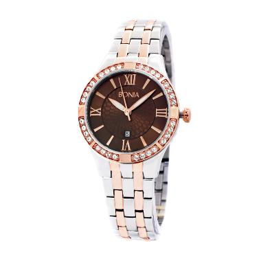 Bonia BNb10154-2643S Coklat Combi rose Gold Stainless Steel Jam Tangan Pria Brown