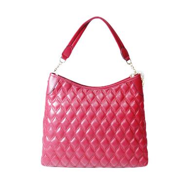 Bonia Full Leather Medium Calista 2 Strap Zipper Tote Bag - Red
