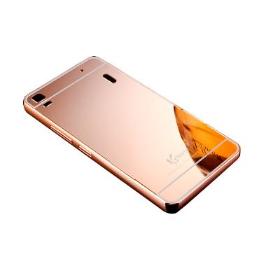 Bumper Miror Alumunium Metal Sliding Hardcase Casing for Lenovo A7000 - Rose Gold