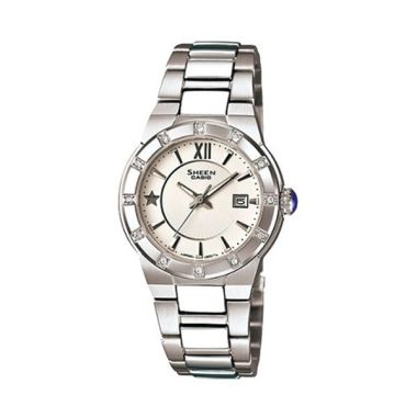 Casio Sheen SHE-4500D-7ADR Silver Putih Jam Tangan Wanita