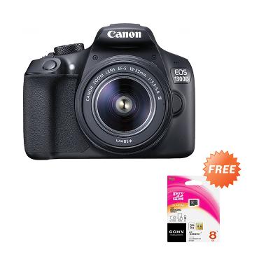 Canon EOS 1300D Kit 18-55mm III Kamera DSLR [18 MP] + Free Memory Sony 8 GB