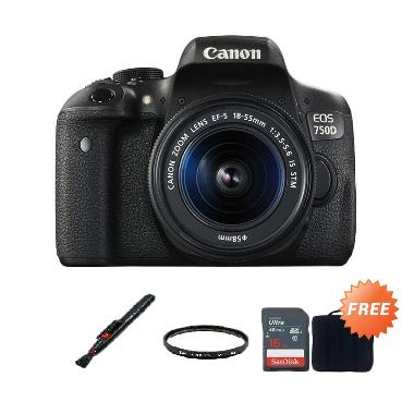 Canon EOS 750D 18-55mm IS STM Kamera DSLR + Free Tas Kamera Canon + Sandisk 16 GB + Filter + Lenspen Canon EOS 750D 18-55mm IS STM Kamera DSLR + Free Tas Kamera Canon + Sandisk 16 GB + Filter + Lenspen
