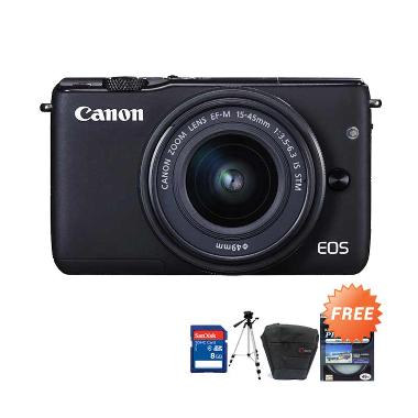 Canon EOS M10 Kit 15-45mm - Hitam + ... + Tas + Filter Protector