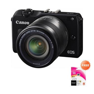 Canon EOS M2 kit III 18-55mm Kamera Mirrorless with Lens 22mm and speedlite 90EX - Hitam + Free Memory Sony 8 GB with Adapter