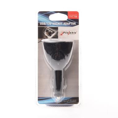 Car Accessories 2 Usb & Socket Black DLL-J7306