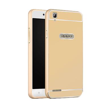 Case Bumper Metal Back Case Sliding Casing for Oppo F1 - Gold