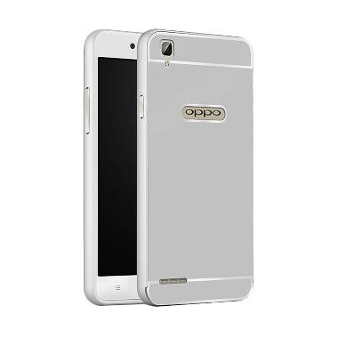 Case Bumper Metal Sliding Backcase Casing for Oppo F1 Plus - Silver