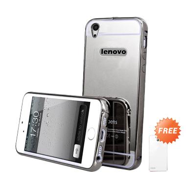 Case Elegant Aluminium Bumper Polycarbonate Slide Casing for Lenovo A6000 - Hitam + Free Ultrathin Casing