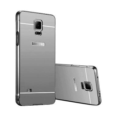Case Mirror Aluminium Bumper Casing for Samsung Galaxy Note 4 - Hitam
