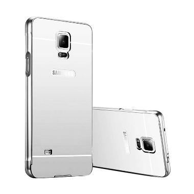 Case Mirror Aluminium Bumper Casing for Samsung Galaxy Note 4 - Silver