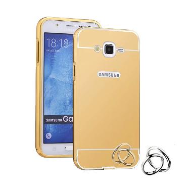 Case Mirror Aluminium Bumper Casing for Samsung Galaxy J3 - Emas