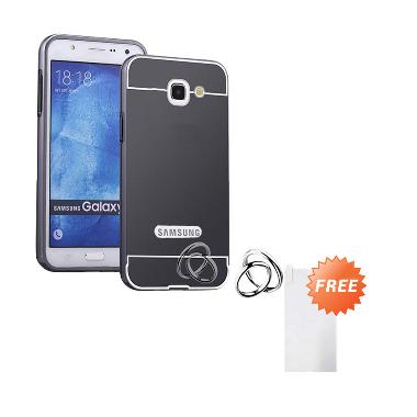 Case Aluminium Bumper Mirror Slide Casing for Samsung Galaxy Note 2 - Black + Free Tempered
