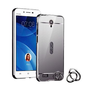 Case Mirror Aluminium Bumper With Mirror Slide for Vivo y22 - Hitam