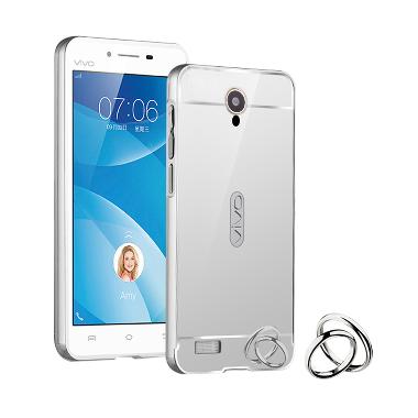 Case Mirror Aluminium Bumper with Mirror Slide for Vivo Y22 - Silver