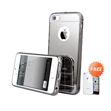 Case Aluminium Bumper Mirror Slide Casing for iPhone 5G - Hitam + Free Ultrathin Casing