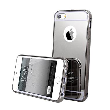 Case Mirror Bumper With Sliding Casing for Iphone 6S - Hitam
