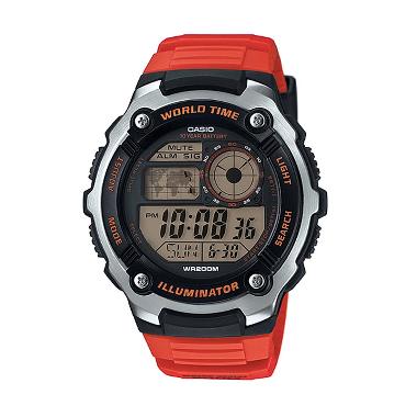 Casio AE-2100W-4A Black Red Sport Jam Tangan Pria Black red