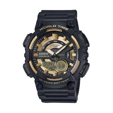 CASIO AEQ-110BW-9A Sports Jam Tangan Pria - Black Gold Gold Black