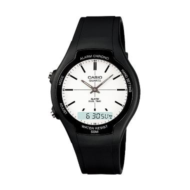 CASIO AW-90H-7E Dual Time Ana-Digi Jam Tangan Pria - White Black