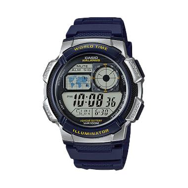 CASIO Illuminator World Time AE-1000W-2A Jam Tangan Pria - Navy Blue Navy Blue