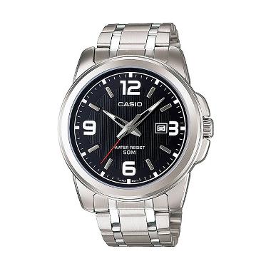 CASIO MTP-1314D-1A Casual Watch Jam Tangan Pria - Black Silver