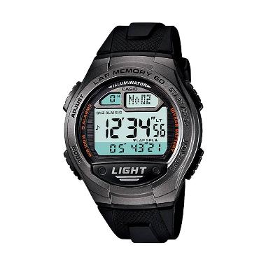 CASIO W-734-1A Jam Tangan Pria - Black [Dual Time] Silver